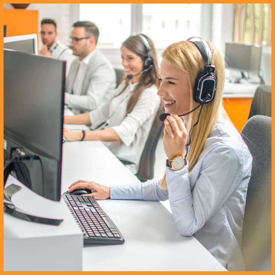Customer support team with headsets ready to help